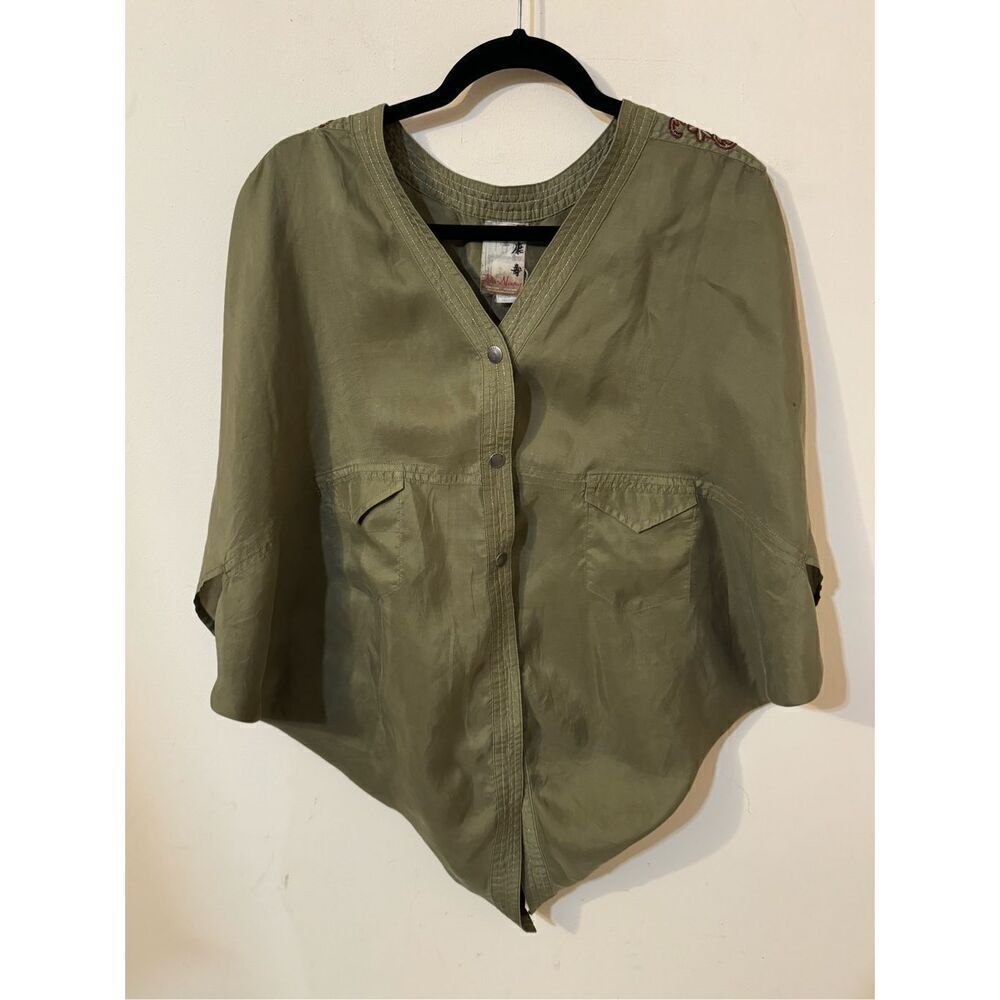 Vintage Da-nang Silk Green Embroidered Unique Top Small